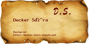 Decker Sára névjegykártya